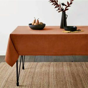SALE Thanksgiving Tablecloth Fabric Rectangle Orange Fall Table Decor Linen Fast